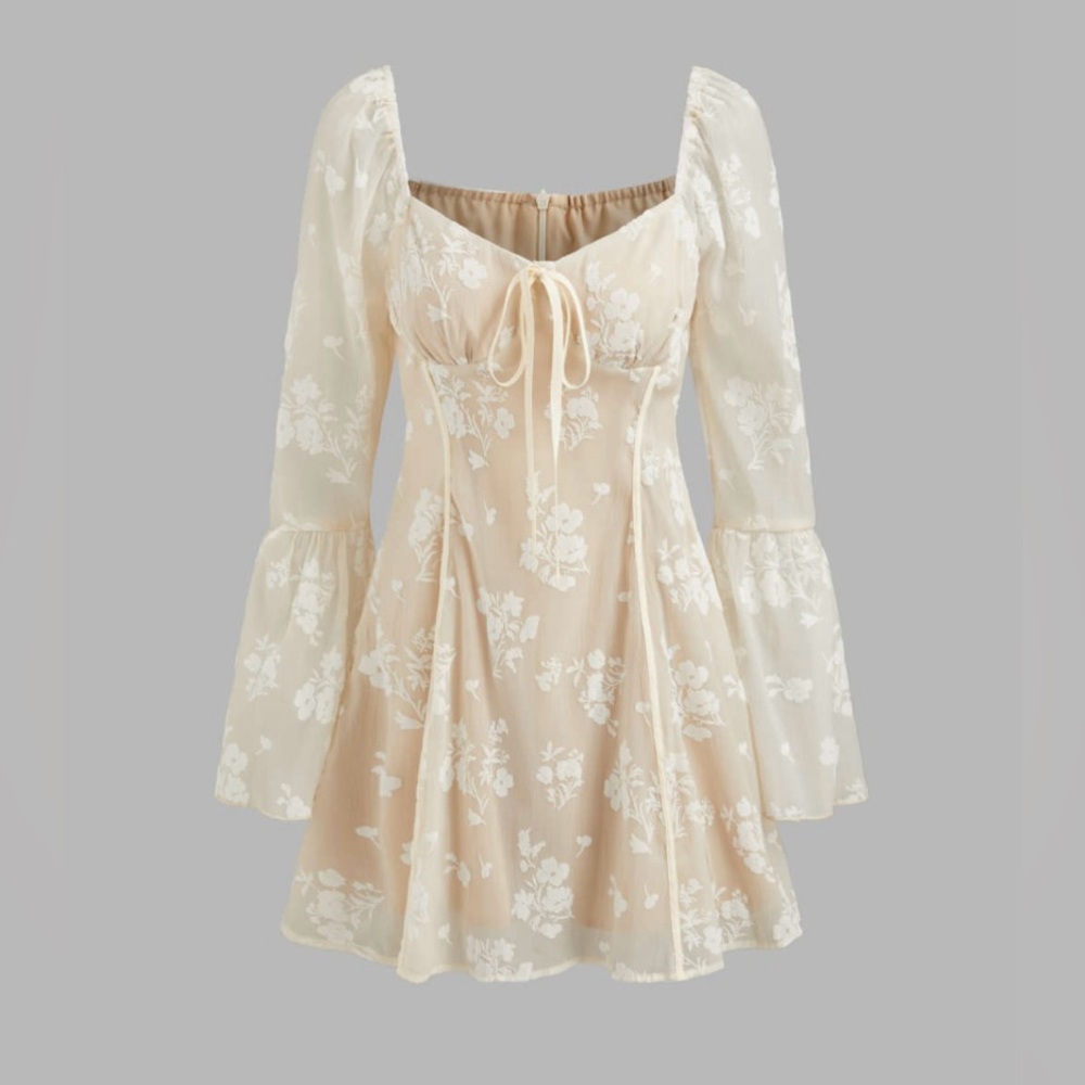 Sweetheart Floral Lace Knotted Mini Dress